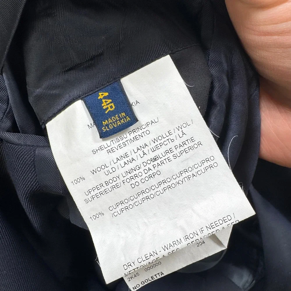 Polo Ralph Lauren Men‎ Navy Wool Blend Blazer Suit Jacket Sport Coat 44R